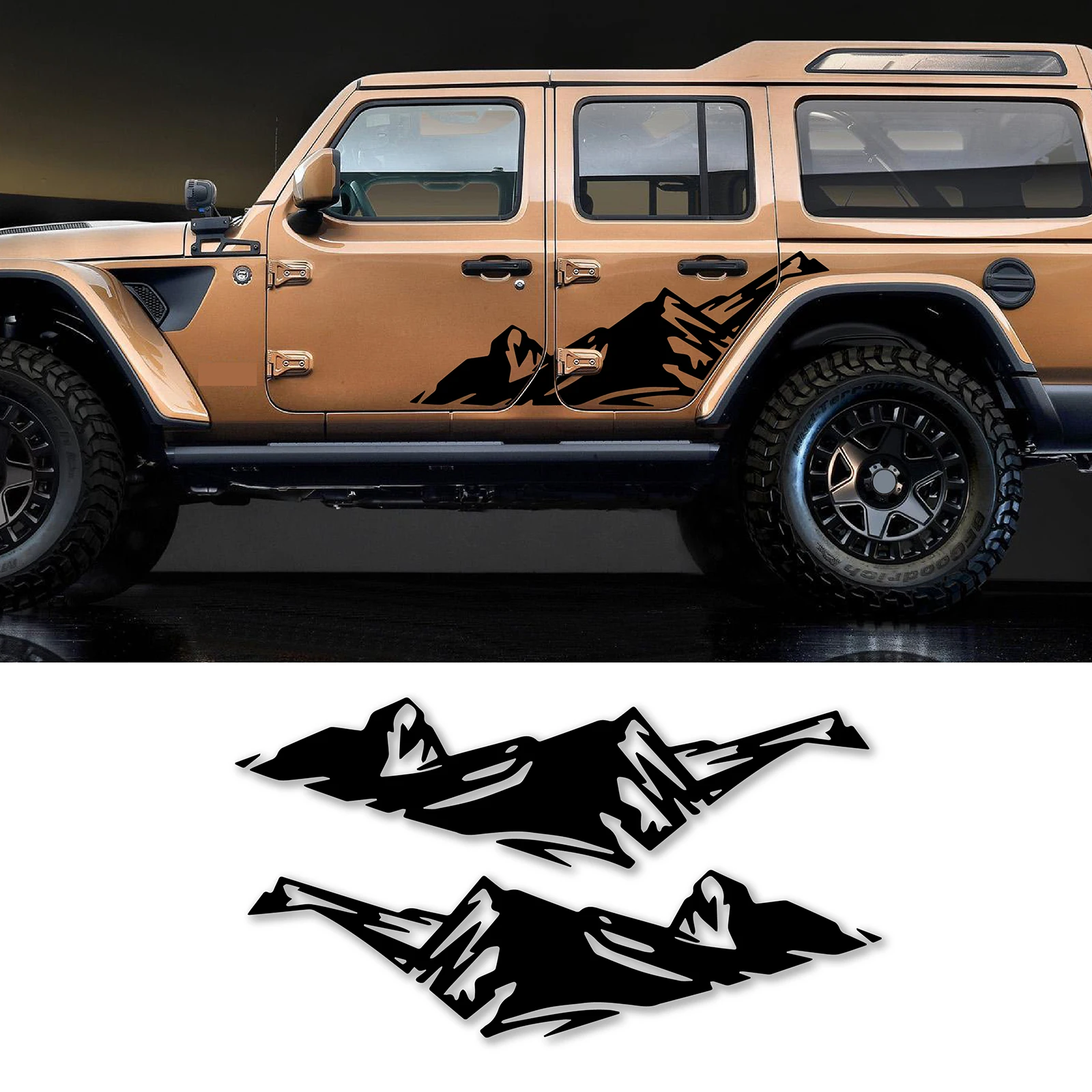 

2PCS Snow Mountain Graphics Car Stickers for Jeep Wrangler JK TJ JL Trail Hawk Rubicon Trim Door Side Vinyl Decals Accessories