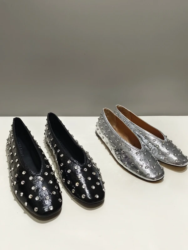 

Женская повседневная обувь без шнуровки из натуральной кожи на плоской подошве с бриллиантами, удобная всесезонная одежда