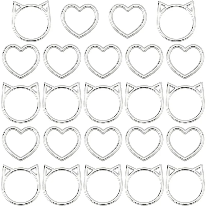 24pcs Alloy Linking Rings Sliver Multi-Purpose Metal O Ring for Gothic Punk Choker