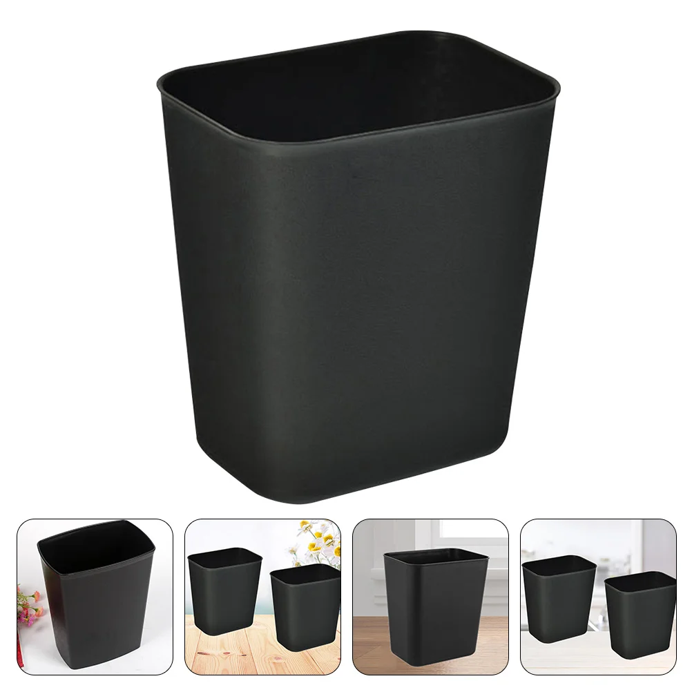 14L Trash Can Kitchen Small Capacity Wastebasket Square Garbage Container Black Waste Bin Modern Bucket for Office Bedroom