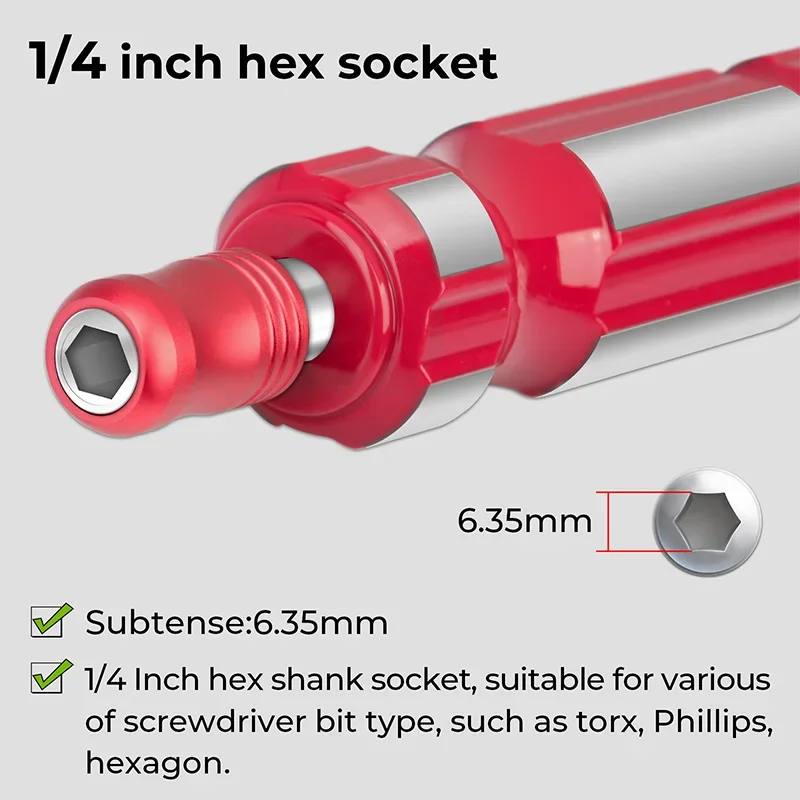 1/4 Inch Quick Change Screwdriver Bit Holder Strong Magnetic Hex Screwdriver Handle for Torx Phillips Flat Screwdriver Bits