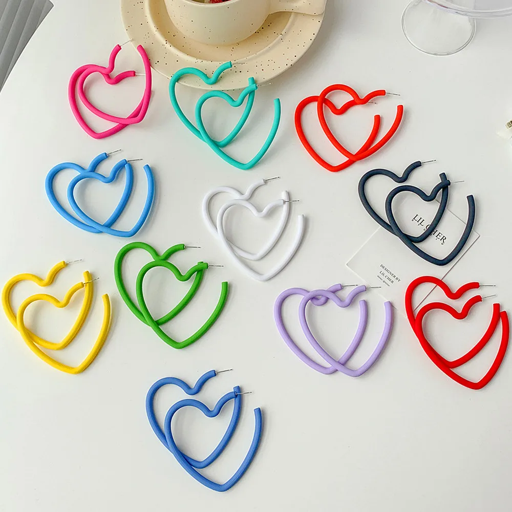 Mode Geometrische Persönlichkeit Neon Acryl Big Star Hoop Ohrring Für Frauen Hohl Herz Ohrring Schmuck