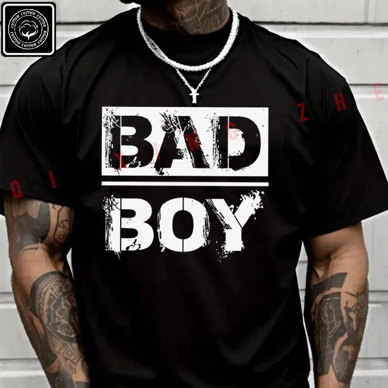 2026 Men T Shirt Funny Bad Boy Letter Design Motorcycle T-Shirt Cotton Men‘s Summer Short Sleeve Tops Tee