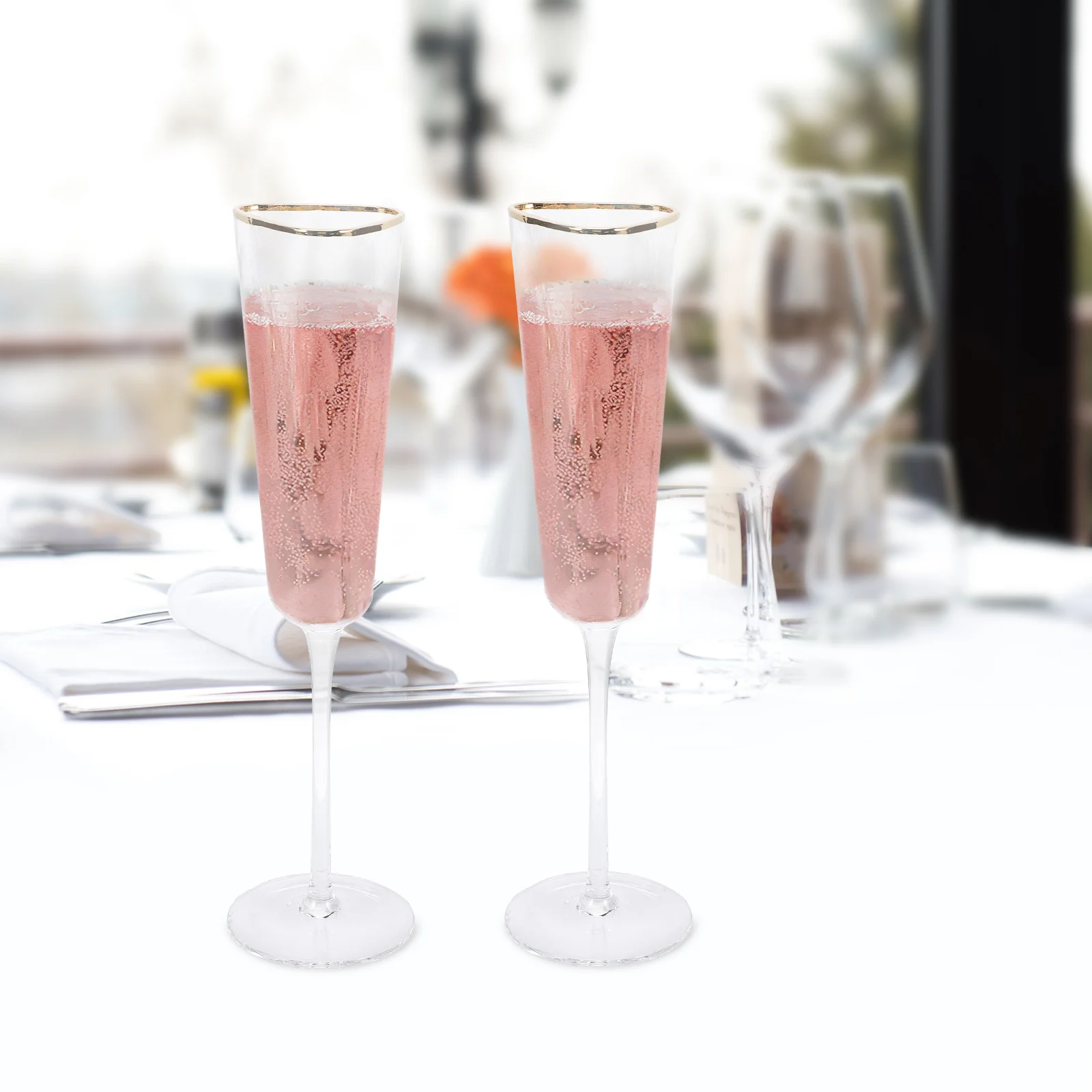 

2Pcs Premium Glass Flutes for Wedding Toasting Glasses Red Wine Soda Water Cocktail Party Festival Banquet Decor