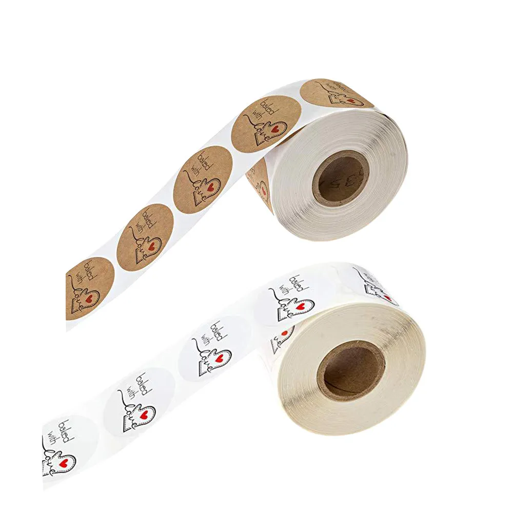 

2 Rolls Baking with Love Round Label Stickers Adhesive Decorative Packaging Stickers for Cookie Bags Candy Bags Treat Boxes