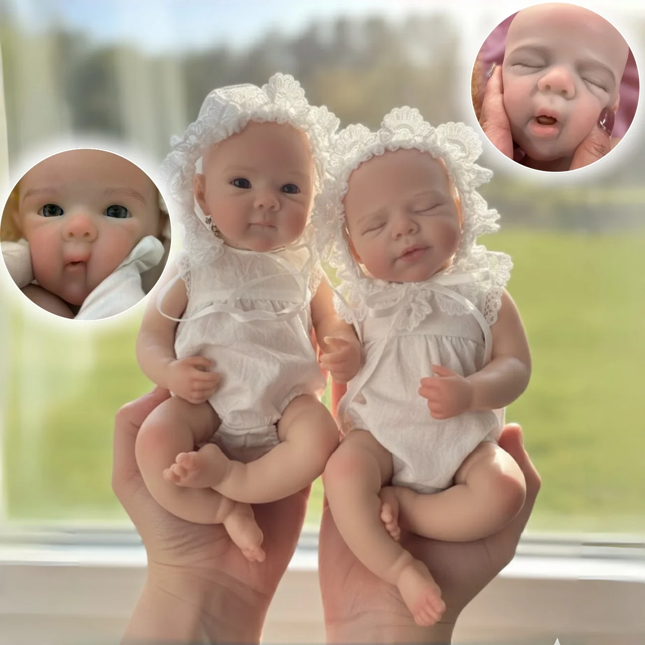 AnjoDoll 2 juegos de ropa 33cm muñeca Reborn de silicona Bettie & Pascale chica muñeca recién nacida hecha a mano reborn de silicona cuerpo real