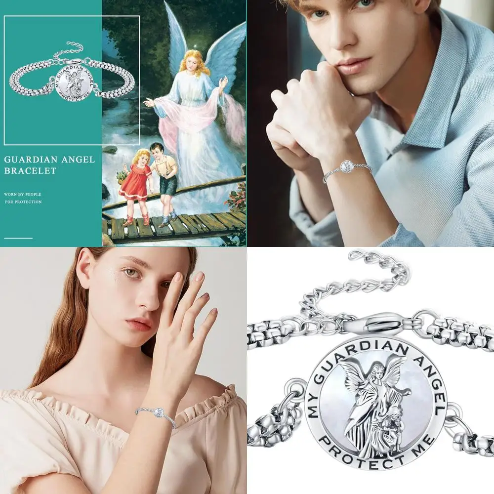 

Браслет унисекс из стерлингового серебра с патронами, ангелом-хранителем и двойной цепочкой, 9 шт.
