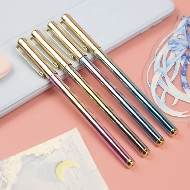 36PCS  Creative Gradient Metallic Pen New Laser Signature Pen Beautiful Student Learning Stationery Neutral Pen