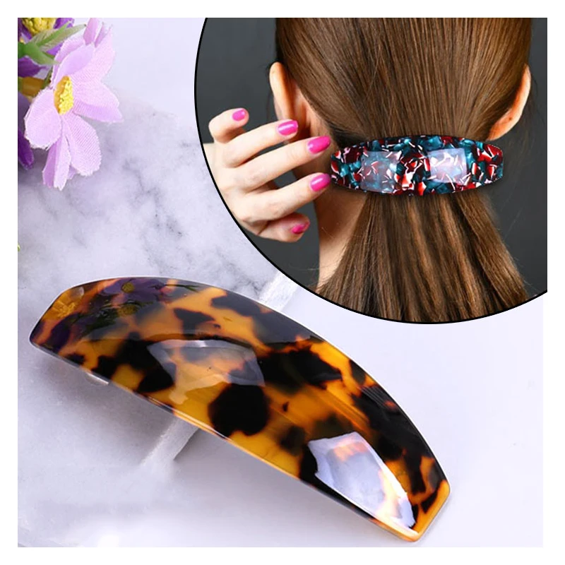 Korean Version of The Net Red Hair Accessories Female Acrylic Spring Clip Color Curved Hair Clip Temperament Bangs Side Clip