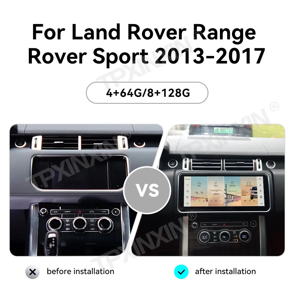 راديو سيارة بشاشة 12.3 بوصة لسيارة رينج روفر سبورت 2013-2017 أندرويد نظام تحديد المواقع والملاحة الوسائط المتعددة وحدة استقبال ستيريو الفيديو الرئيسية #2