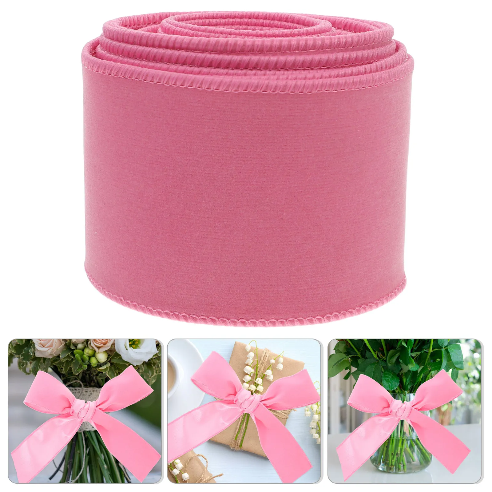 Ribbon Wired Satin - Атласная лента с металлическим краем, розовая,