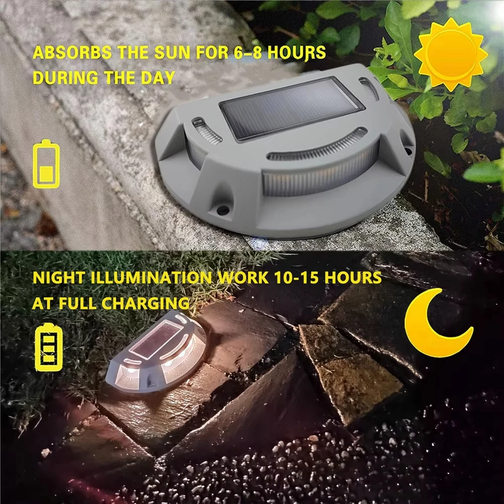 Solar Stair Step Light 2 Colors in 1 Outdoor Solar Deck Waterproof LED Driveway Marker Security Lamp Outside Pathway Garden Lamp