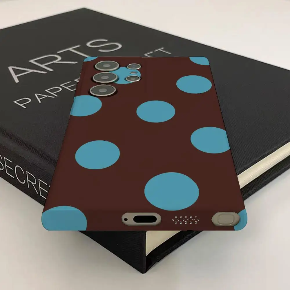 Vollbild Polka Dots Ins Koreanische Süße Handyhülle Für Samsung S25 24 23 ULTRA Plus S22 Glänzende HD Hard Cover Film Shell