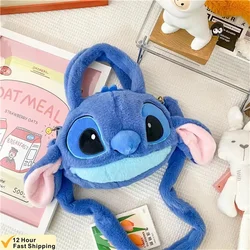 Disney Stitch Messenger Bag Plush Toys Kawaii Lilo&Stitch Plush Girl Handbag Anime Stuffed Toys Kids Cartoon Plushie Soft Bag