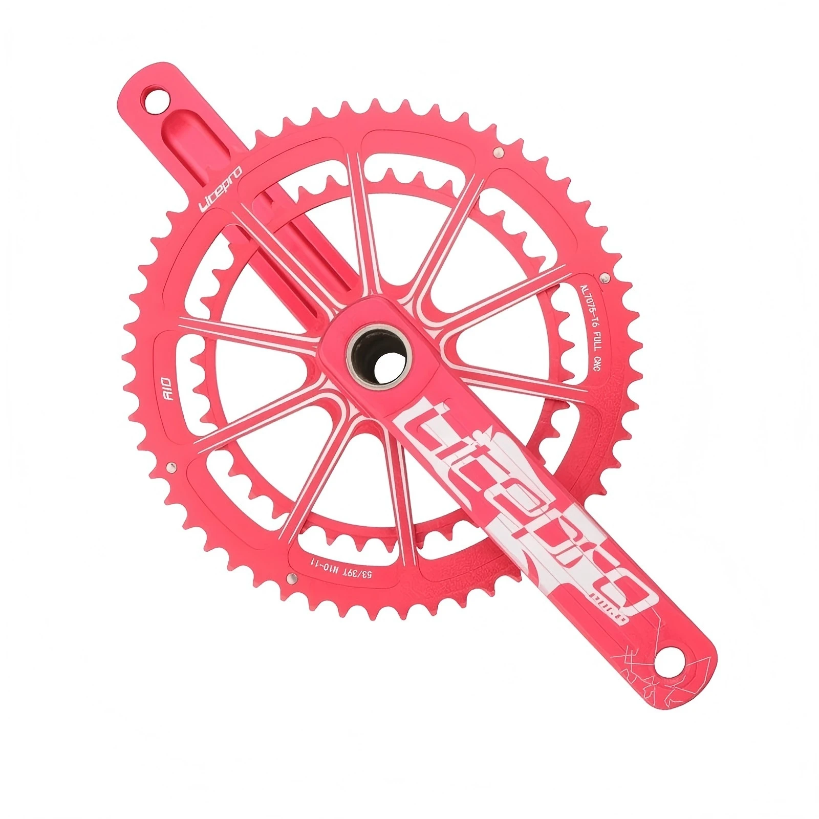 

Litepro EDGE Folding Bike Road Bike Hollow Integrated Crankset, Aluminum Alloy 53T/39T Double Chainring, 170mm Leg, Black/Red