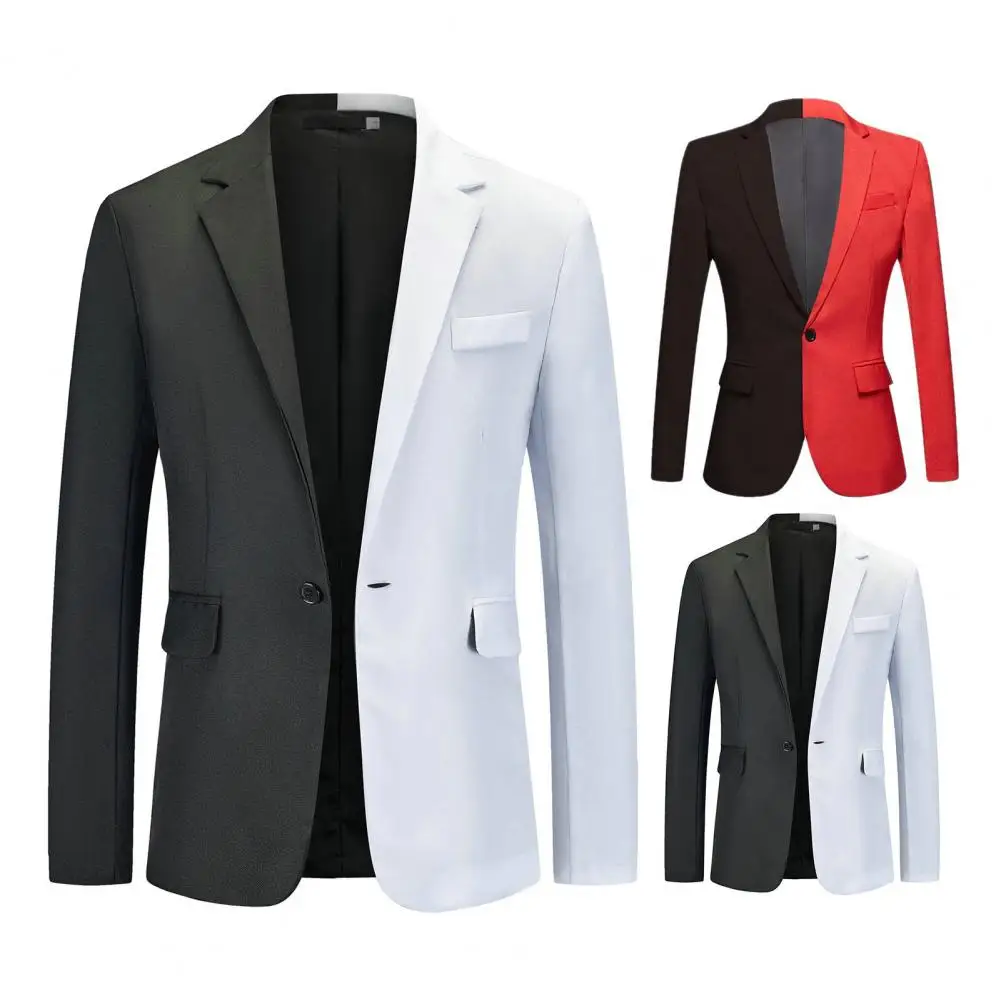 Men Formal Business Suit Coat One Button Contrast Color Men Slim Fit Fashion Blazer Suit Jacket Casual Suit Blazer Men Clothing