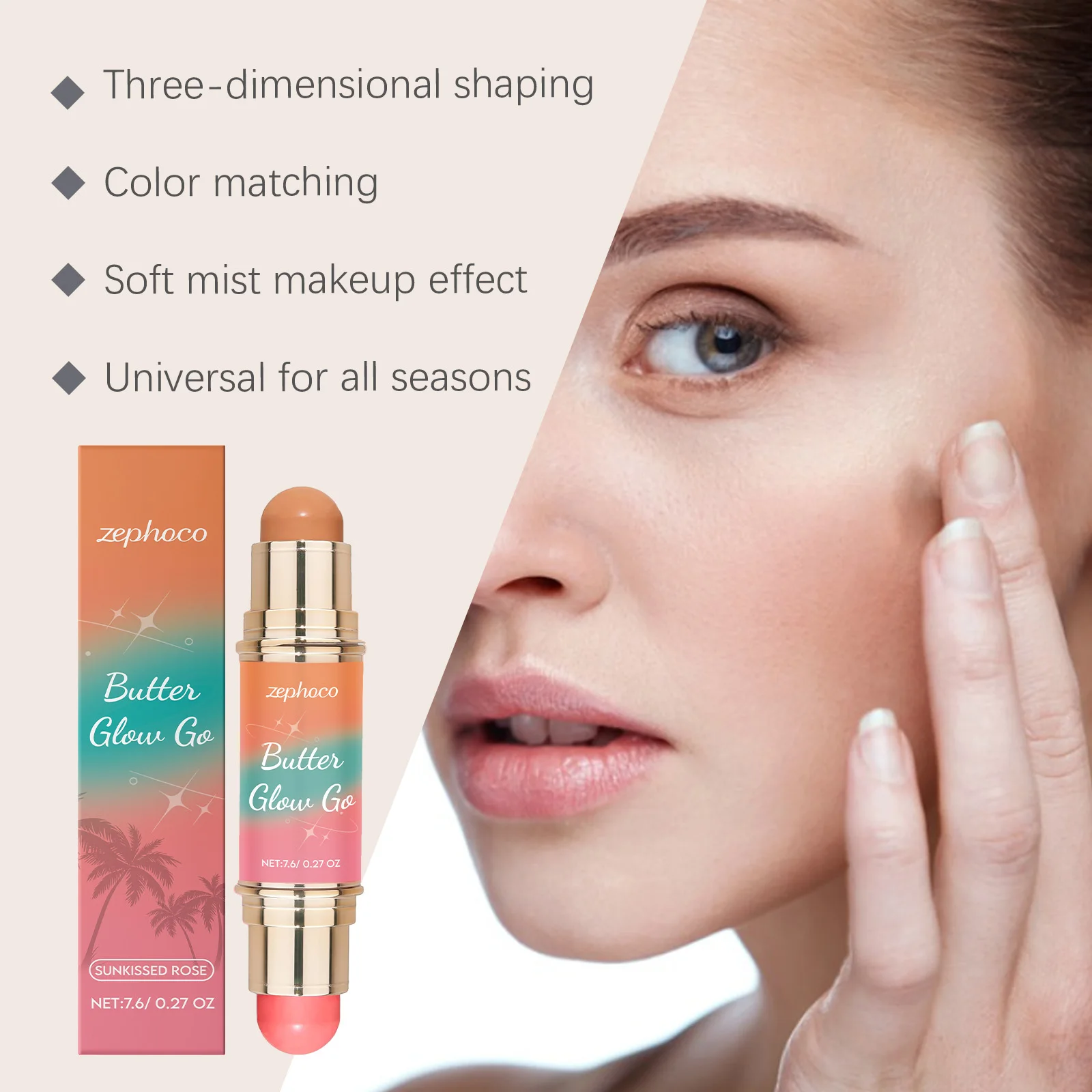Zephoco bâton de Contour du visage Rouge joues mat soyeux Rose Sunkissed Blush lueur peau fard à joues Contour bâton maquillage cosmétiques
