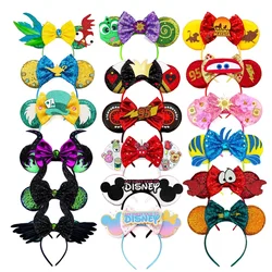 2025 New Style Mickey Minnie Ear Headband Sequin Bows Girl Adult Kids Halloween Party Cosplay Hair Accessories Princess Hairband