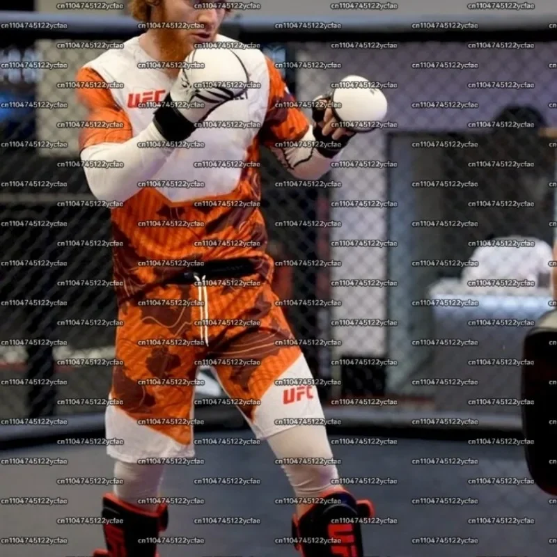 

UFC 2025 Mixed Martial Arts Training Team T-shirt Short Running Fitness Sweatshirt Outdoor Boxing Wrestling Sportswear Men's Set