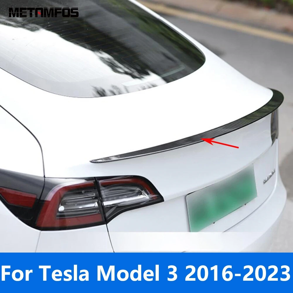 

Для Tesla Model 3 2016-2021 2022 2023, углеродное волокно, задняя крыша, багажник, спойлер, хвостовое крыло, отделка губ, наклейка, аксессуары, Стайлинг автомобиля