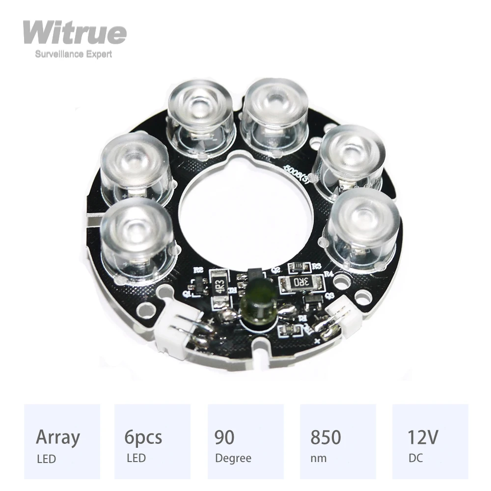 Imagem -02 - Witrue Novidades Pcs Matriz Led ir Leds Infravermelho Board para Câmeras Cctv Night Vision Diâmetro 53 mm