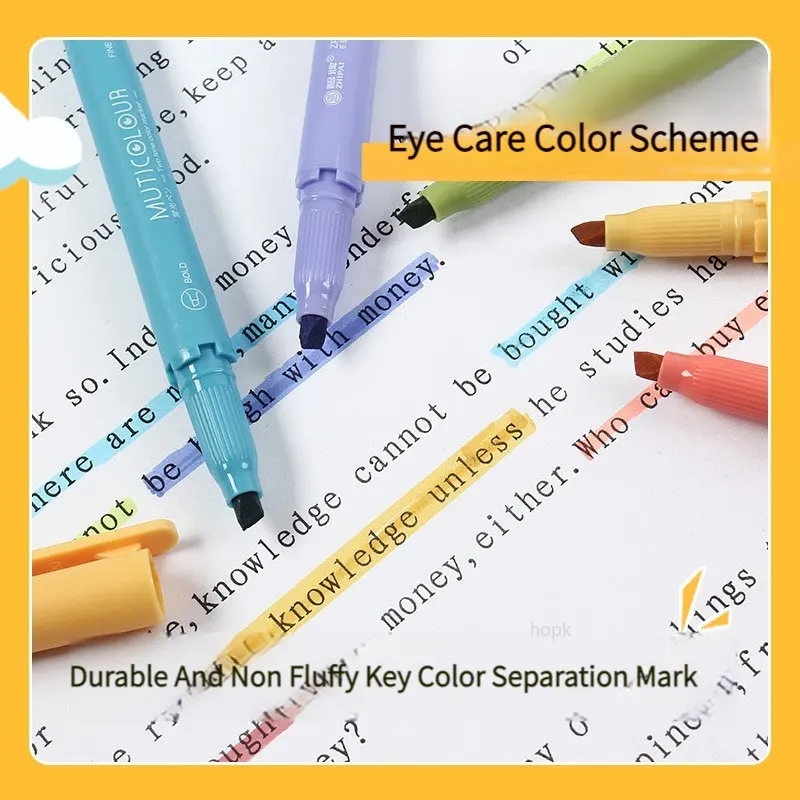 6/24 Colors/box Morandi Retro Double Headed Highlighter Pen Vintage Fluorescent Pens Set Student Drawing Markers Stationery