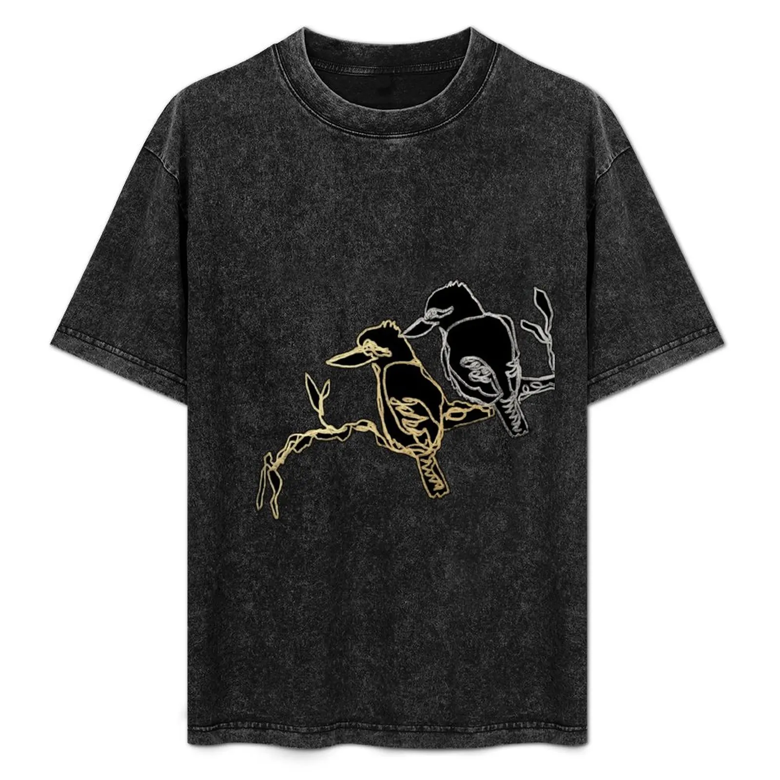 

Kookaburras ambidextrous line drawing T-Shirt Soft Lightweight Cotton T-Shirt