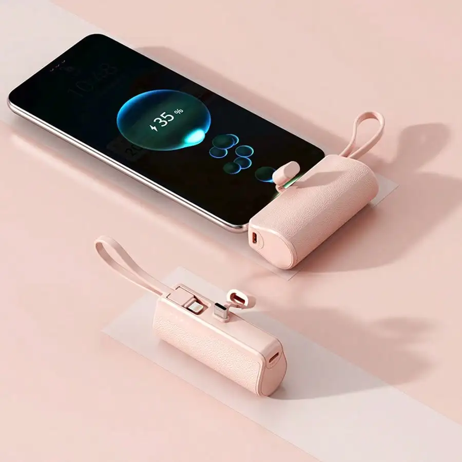 

Compact And Cute Portable Mobile Power Bank With A Built-In Hanging Strap, Fast Charging, Large Capacity 5000mAh Mini Capsule Power Suitable For Summer Holiday Outdoor Travel/Camping And Emergency Backup Mobile Power Supply Gifts For Family, Friends, Birt