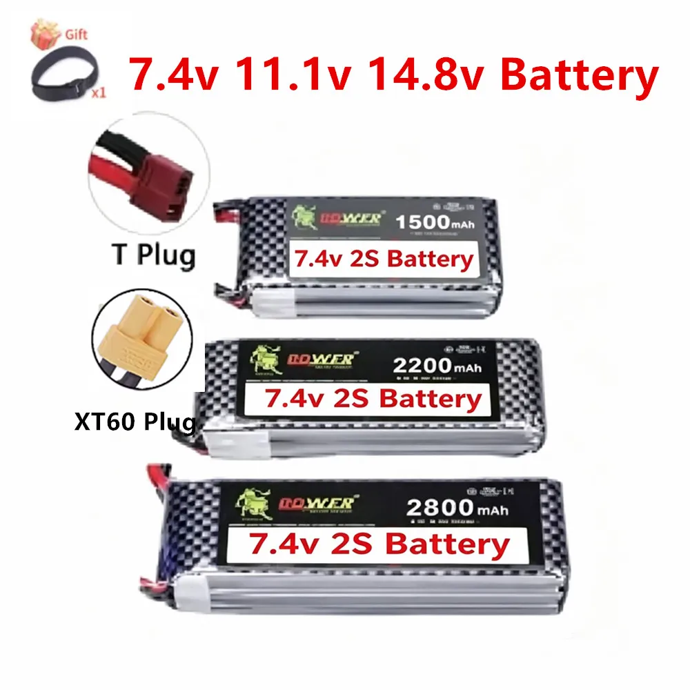 7.4V 11.1V 14.8V 1500mAh 2200mAh 2800mAh 3000mAh 35C LiPo Battery T Plug for Rc Car Drone Airplane 2S 3S 4S Battery For RC Toys