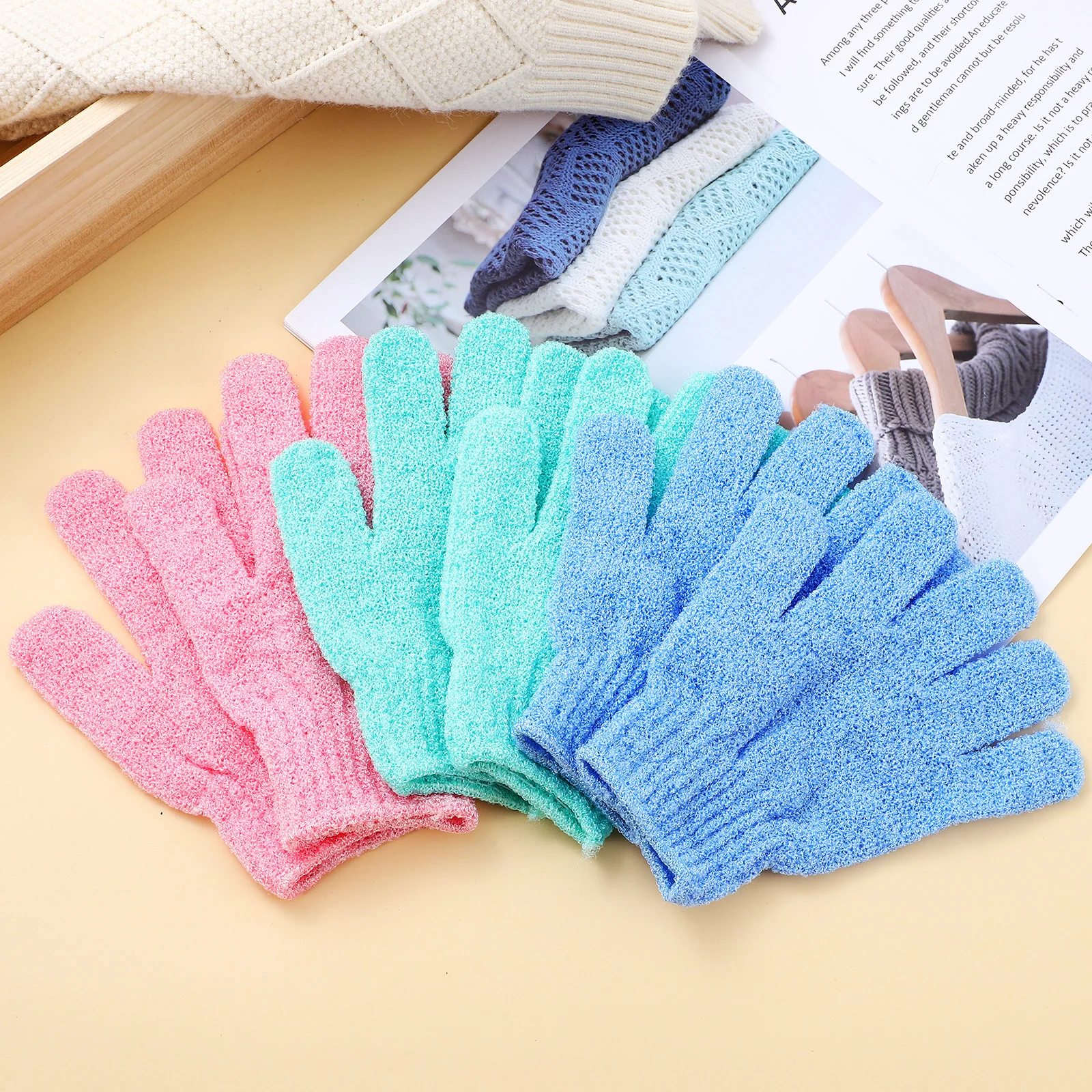 قفازات حمام للاستحمام للجسم لتقشير القفازات للنساء، قفازات حمام لغسل الجسم، أداة قفاز الدش للعناية بالبشرة #4