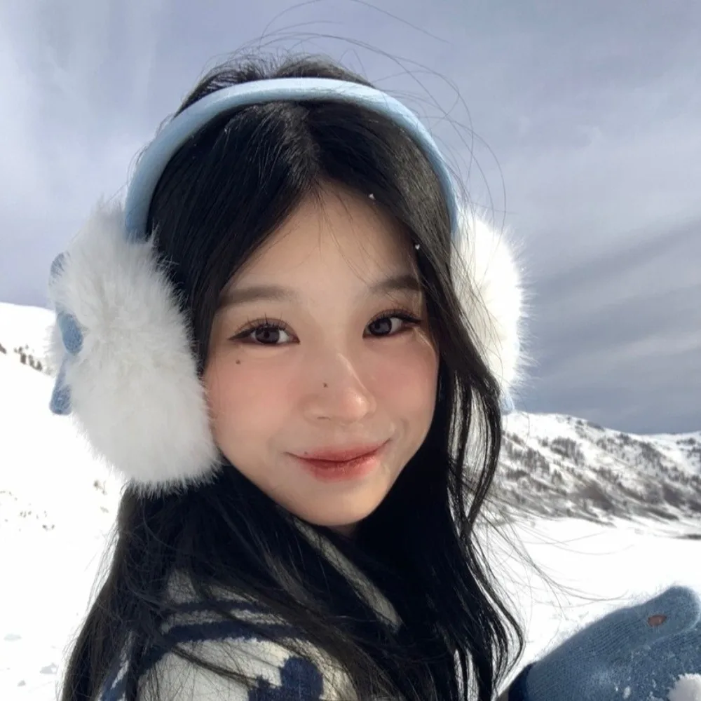 Orejeras de felpa con lazo grueso y ligero, orejeras suaves a prueba de viento, bonitas orejeras elásticas anticongelantes, orejeras cálidas para deporte de invierno