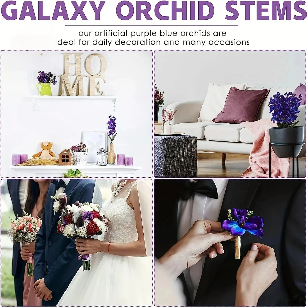 5/10pcs Purple Blue Orchid Decor Artificial Flower Wedding Supplie Vase Table Restaurant garden Outdoor Festive Party Decoration