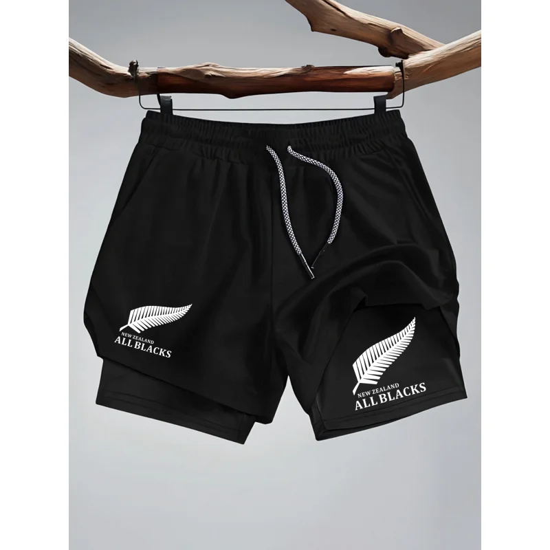 

Летние мужские шорты для бега, повседневные спортивные шорты для тренировок в тренажерном зале, спортивная одежда All Blacks, черные спортивные брюки