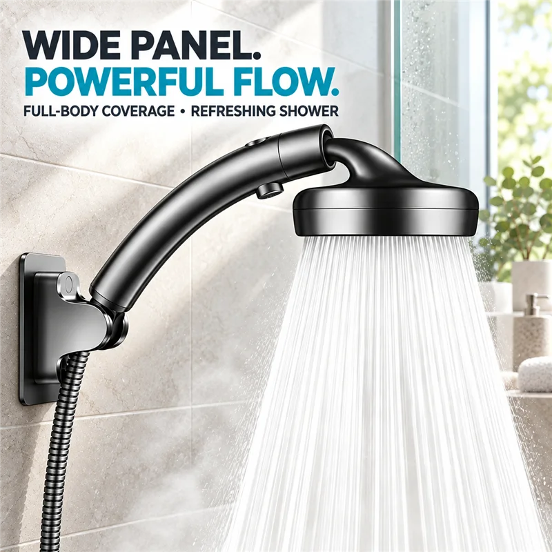 2-in-1 Handheld Showerhead High Pressure Rotating Elbow Rainfall Adjustable Water Saving Shower Head Bathroom Accessory