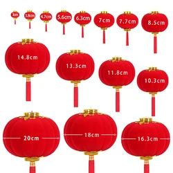 9Pcs/Set Flocking Red Chinese Small Lantern Chinese New Year Hanging Decoration Wedding Spring Festival Party Decor Gift Lantern