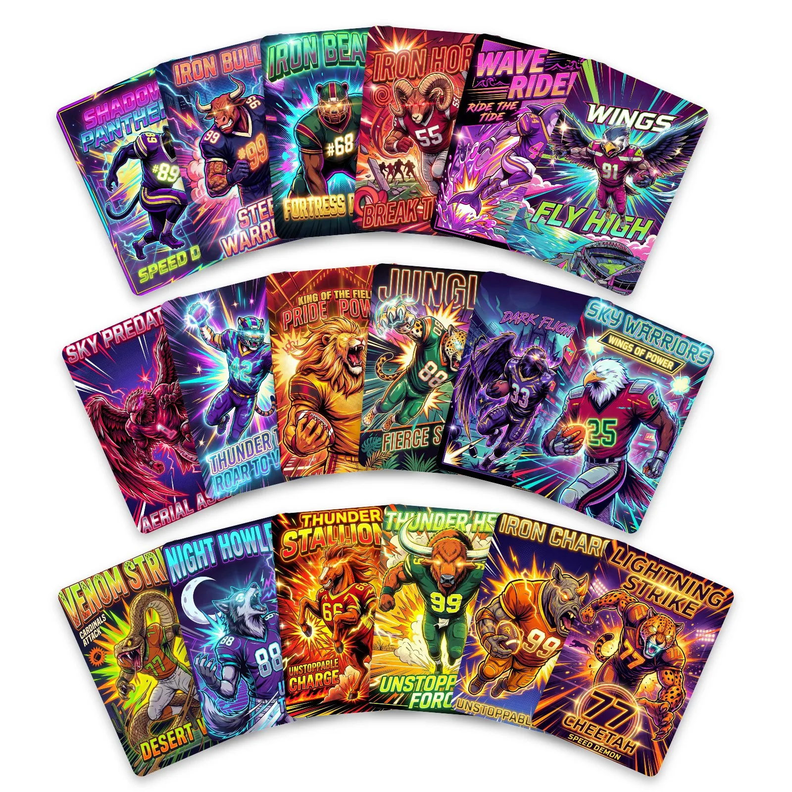 18 Vibrant Colorful Football Team Theme Text Cards Visual Art Card Postcards Decorative Wall Card Set for Fans