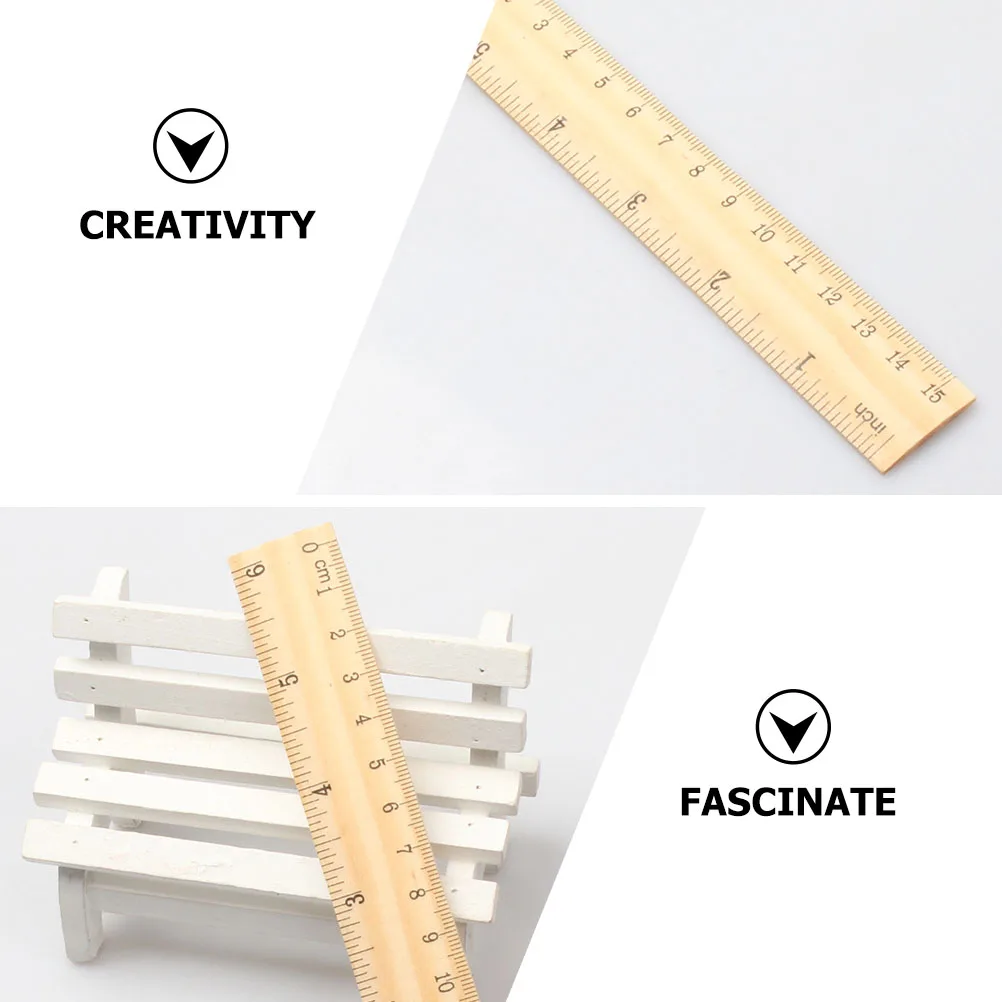 16 Pcs Wooden Ruler Household Straight Scale Portable Short Rulers Multifunction Bulk