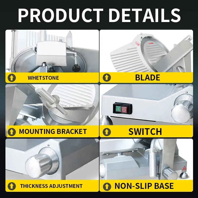 Commercial/Home Slicer with 220MM/300MM Metal Blades—Ideal for Slicing Beef and Turkey, and Cutting Deli Meats 220V/110V