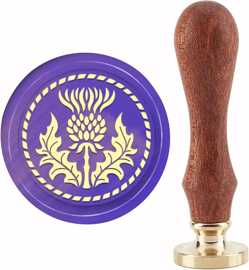 

1PC Thistle Wax Seal Stamp Vintage Sealing Wax Stamps 30mm Removable Brass Head with Wood Handle for Wedding Invitations