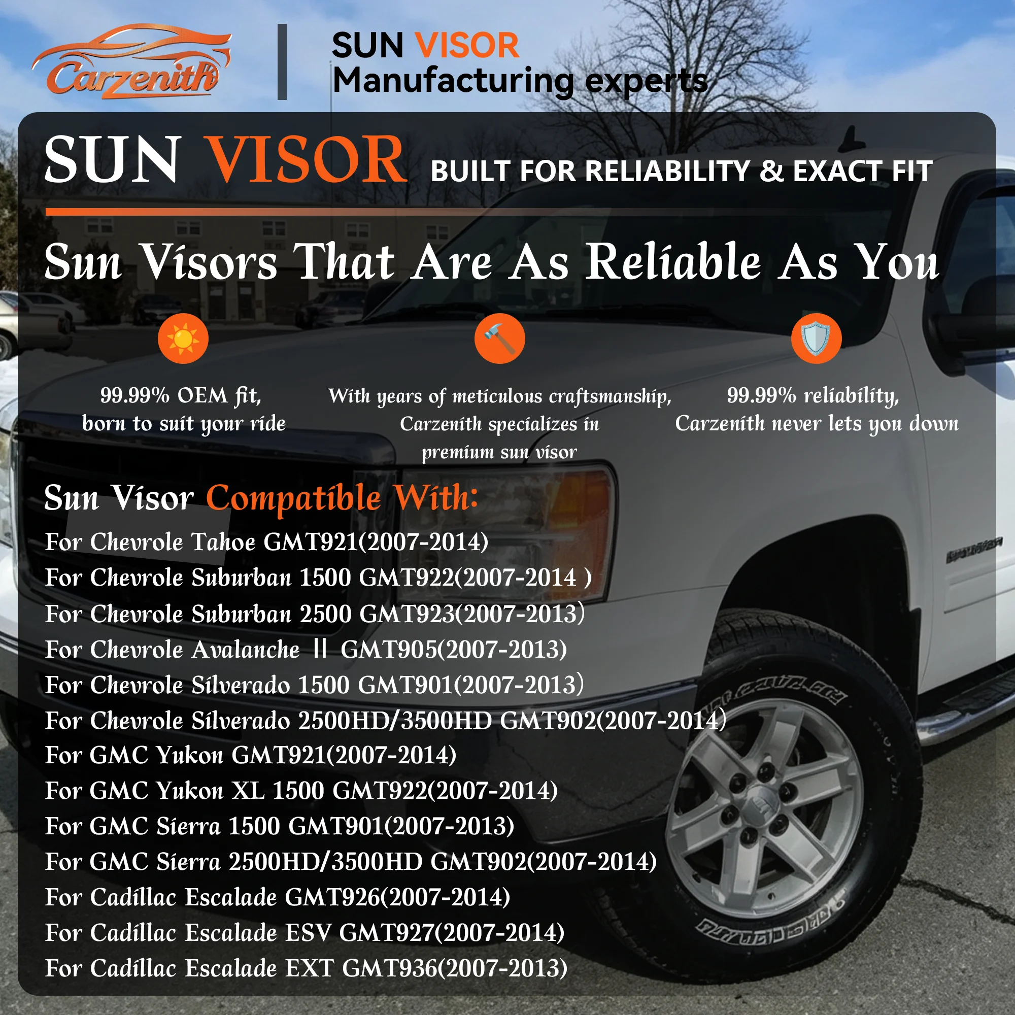 Sun Visor For Cadillac Escalade GMT926 ESV GMT927 EXT GMT936 GMT900 2007 2008 2009 2010 2011 2012 2013 Sunvisor Car Accessories