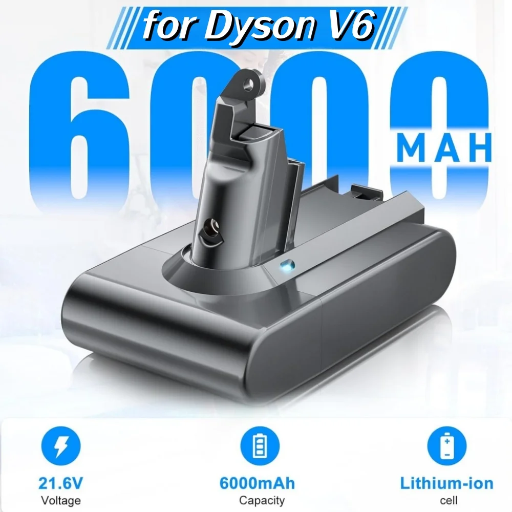 

6000mAh V6 Replacement Battery Rechargeable for Dyson V6 DC62 DC59 DC58 DC61 Animal SV03 SV04 SV05 SV06 Vacuum Cleaner