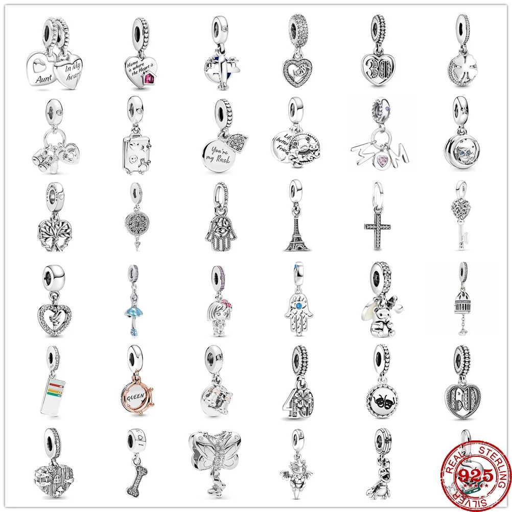 

New 925 Sterling Silver Heart Family Tree LITTLE BABY Dangle Charm Beads Fit Original Pandora Bracelet For Women Jewelry Making