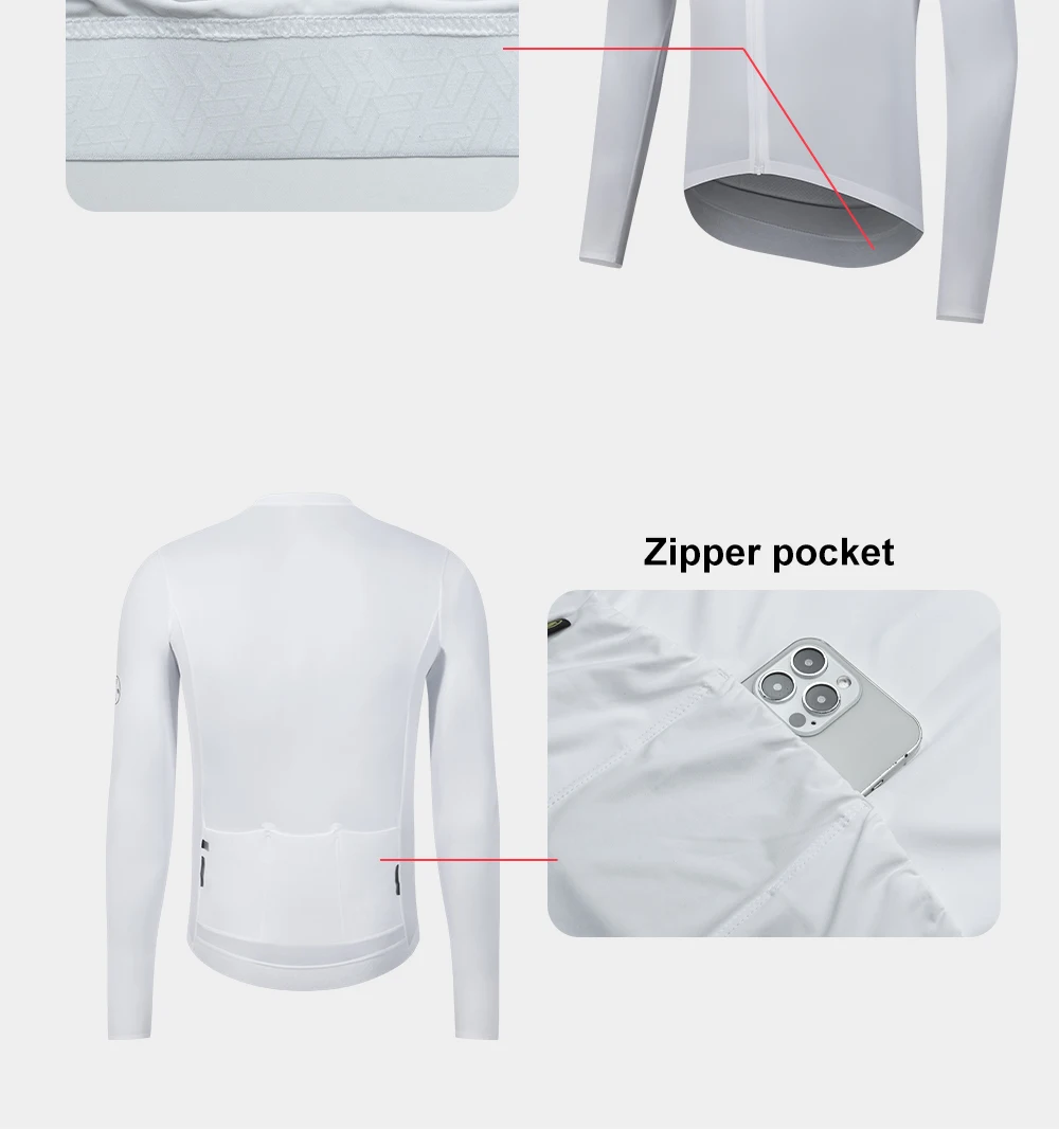 Santic Herren-Radtrikots, langärmelig, Fahrradtrikot, Sonnenschutz, atmungsaktiv, hochelastisch, für Outdoor-Training – Detail 6