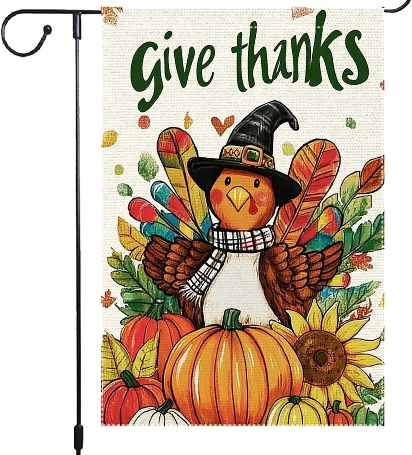 Thanksgiving Garden Flag Fall Garden Flags 12.5x18 Inch Give Thankful Flag Double Sided Decorative Turkey Harvest Autumn Yar SSL
