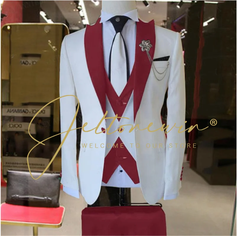 

Men Suits Set Slim Fit Wedding Suits For Men Groom Clothing Leisure Style Blazer Vest Pant Costume Homme Mariage 2023 Traje