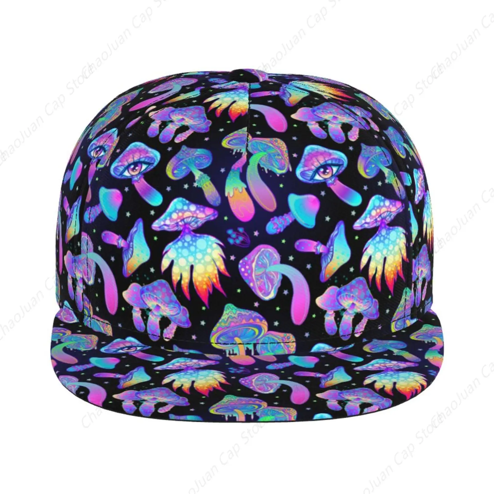 Magic Mushrooms Snapback Hat for Men Women, Stylish Mushroom Flat Bill Hat Baseball Caps Adjustable Flat Brim Hip Hop Trucker