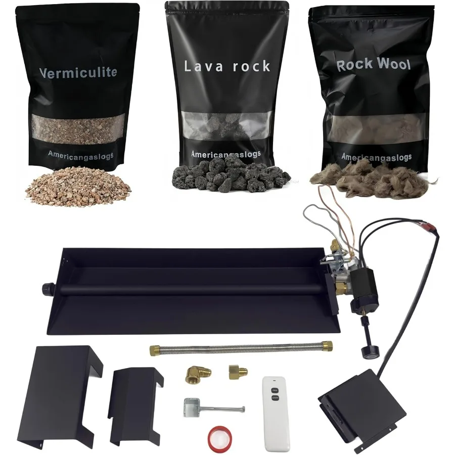 

Газовая горелка для камина 18-24, клапан с клапаном для пропановых колод, вентилируемая горелка, моторный клапан, 24-дюймовая одна труба, нержавеющая сталь, черный