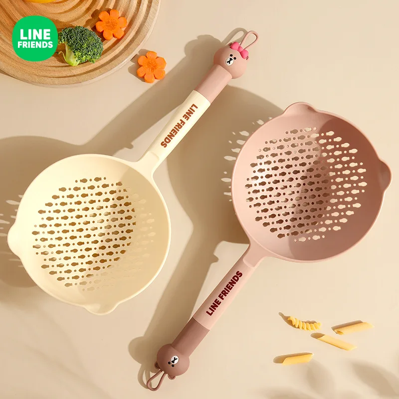 New Kawaii Brown Bear Sally Cony Large Colander Anime Cute Home Non-Stick Anti-Scalding Long Handle Draining Mesh Skimmer Spoon