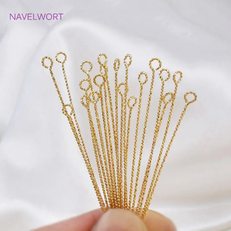 50PCS/lot 18k Gold Plated Brass Eye Head Pins High Quality Metal Eye Pins,For Jewelry Making DIY Jewelry Accessories Supplies