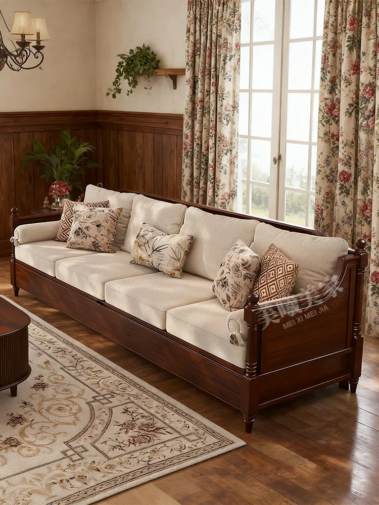 All solid wood high box storage sofa combination corner L-shaped log small apartment winter and summer dual-purpose furniture